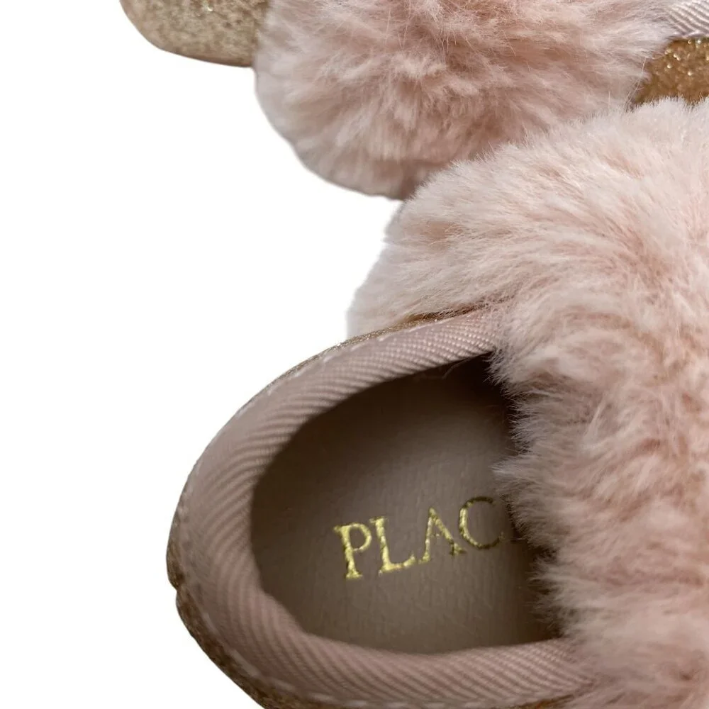 Childrens Place Baby Shoes Pink Ballet Faux Fur Princess Fairy Glitter Holiday